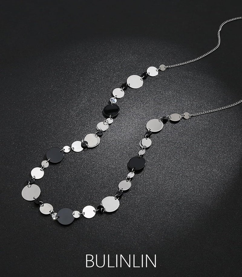 BULINLIN Layered Silver Long Necklace for Women Turquoise Stone Beaded Strand Sweater Chain Necklaces Fashion Costume Jewelry Gifts for Mom - Image 1